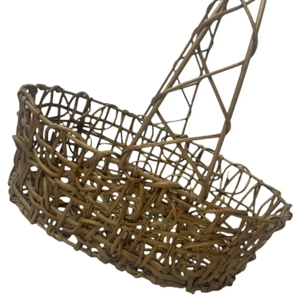 Vintage Decorative Gold Accented Woven Baskets Vintage Basket Lot Bundle